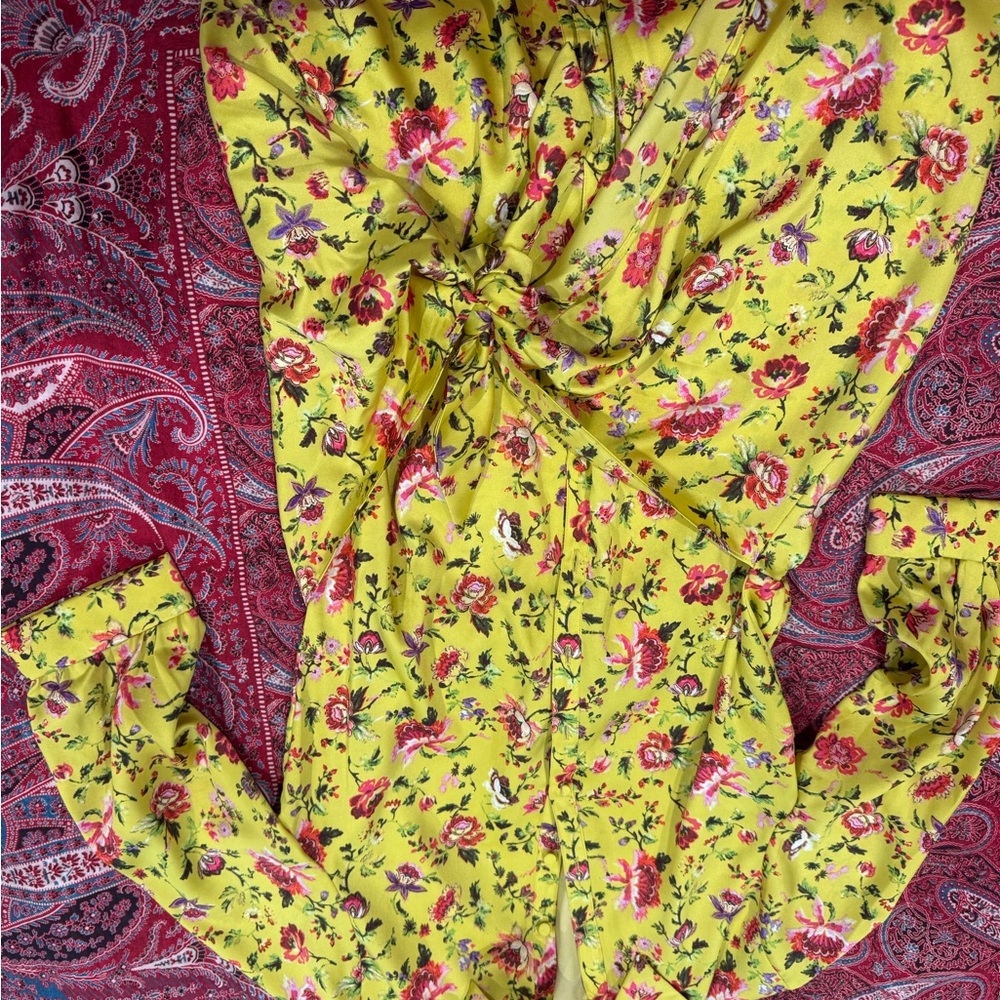 Cinq à Sept Yellow Floral Dress
